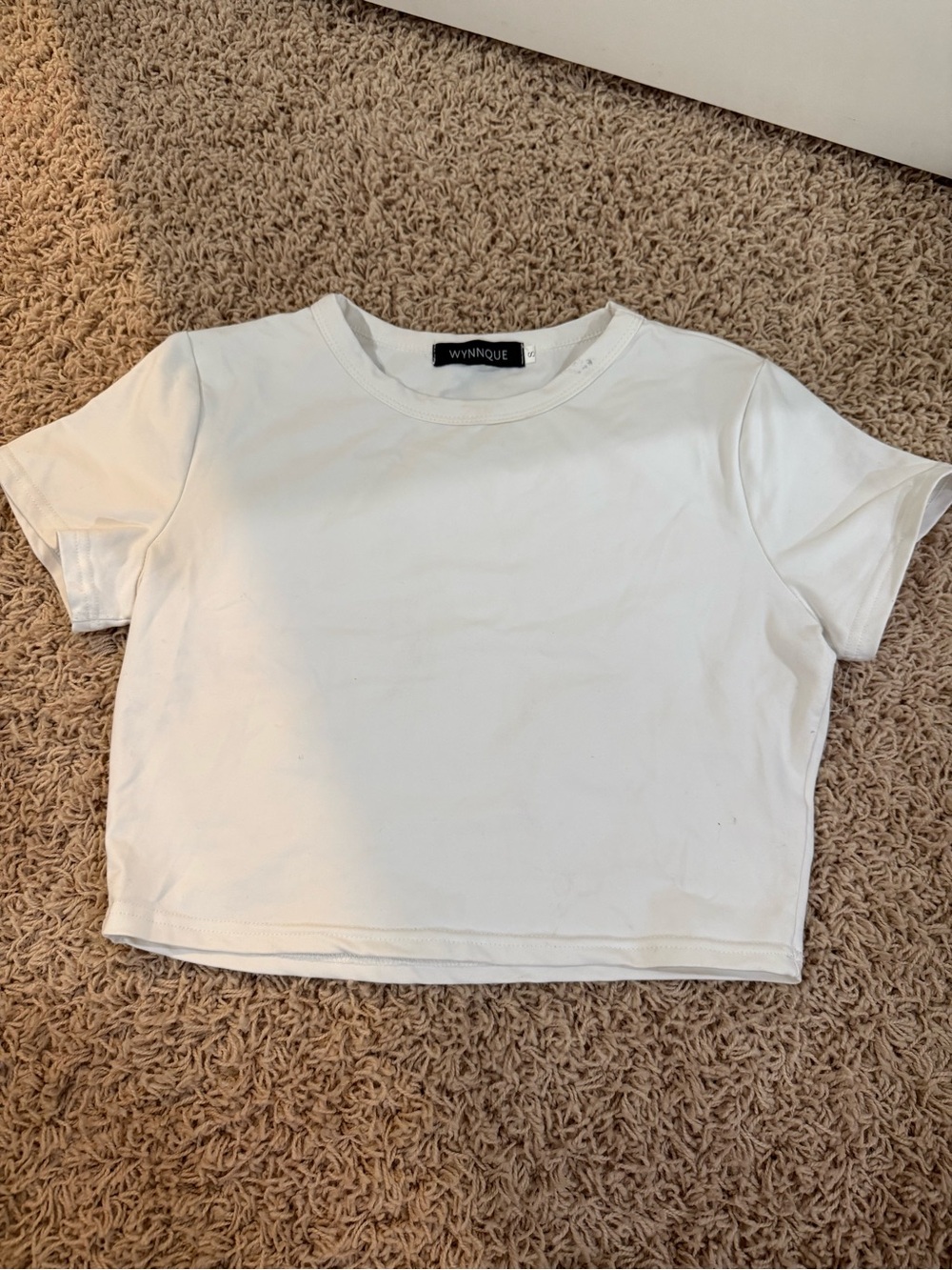 Nique White Cropped Crew Tee